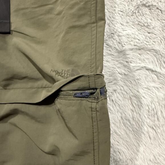 North Face Convertible Pants Mens 36 Green Zip Off Nylon Hiking Outdoor Belted - Picture 8 of 15
